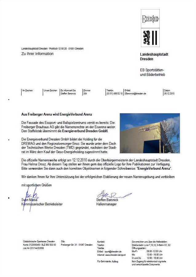 Aus Freiberger- wird EnergieVerbund Arena ...